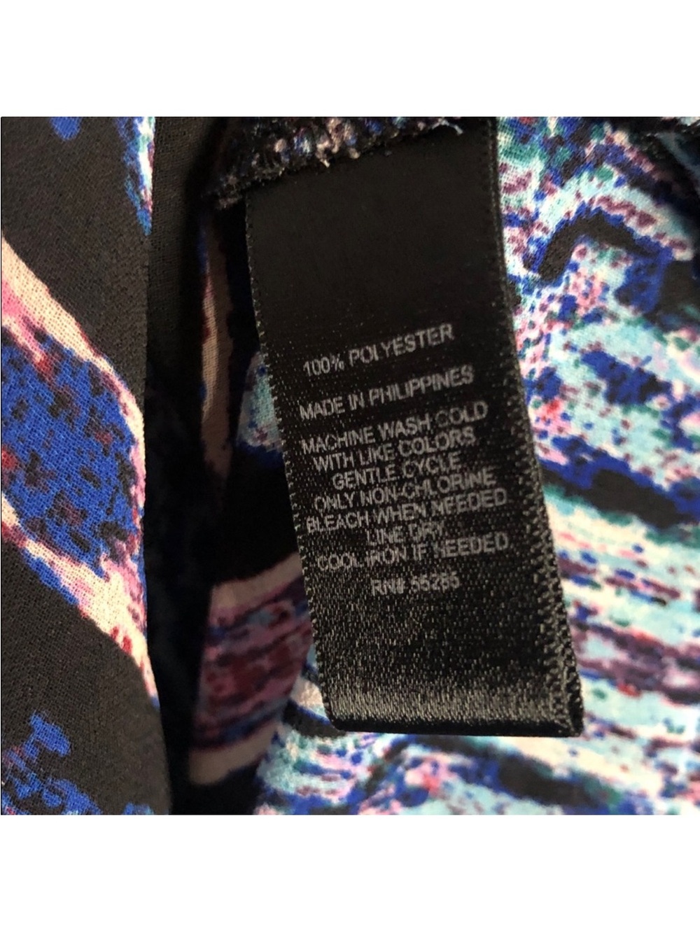 Express Open-Front Kimono in Black with Blue and Pink Print - Picture 3 of 3